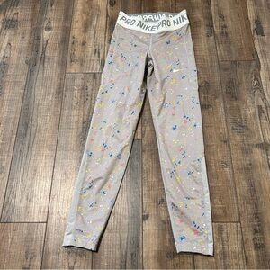 Girls Nike Pro Paint Splatter Printed Tights Size Medium M  Dri-Fit